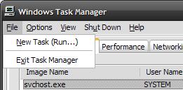 Windows Task Manager - New Task (Run...)